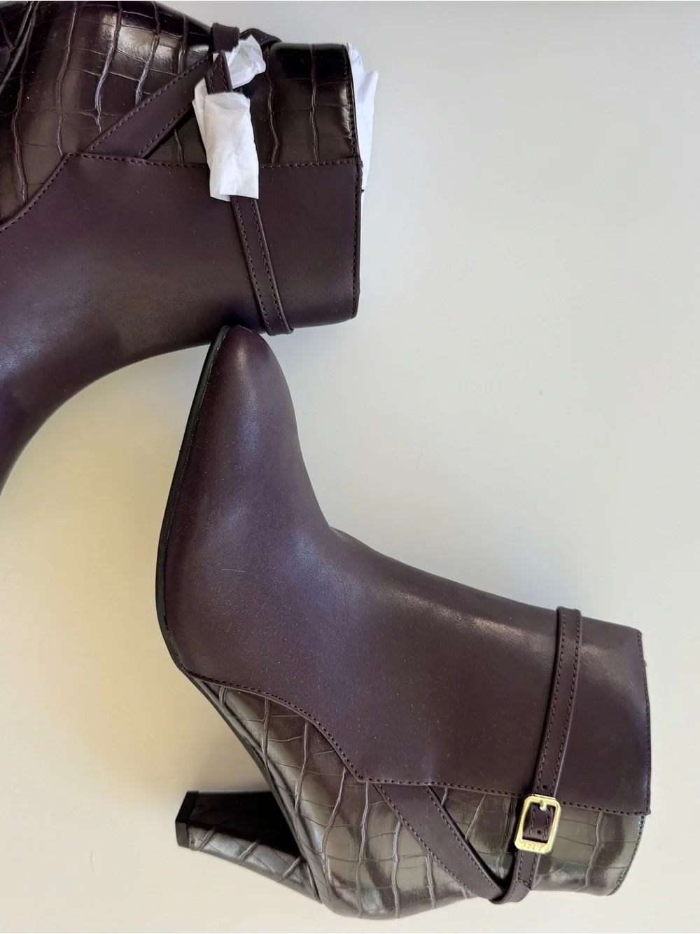 Jones New York Plum Ankle Booties with Croc-Texture and Buckle NWT size 8